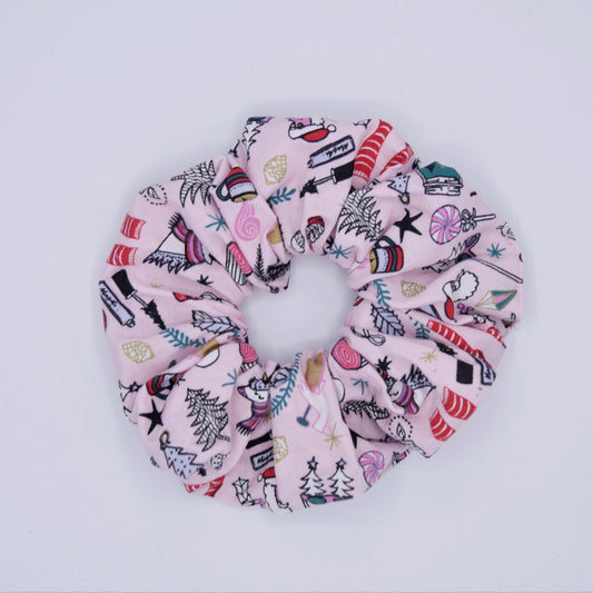 XL Scrunchie mit Pinken Weihnachtsmuster